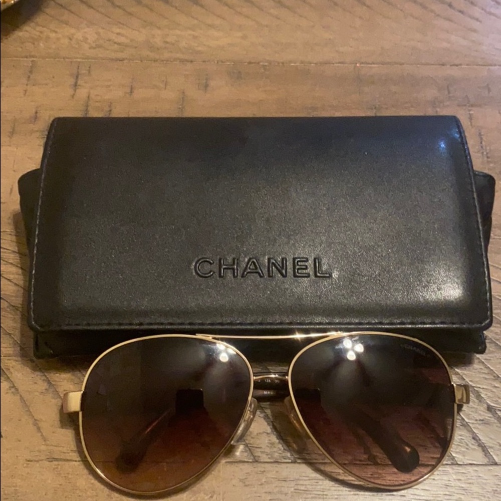 Authentic Chanel women’s aviator sunglasses.